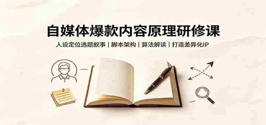 自媒体爆款内容原理研修课：人设定位选题叙事，脚本架构，算法解读打造差异化IP-湘创网