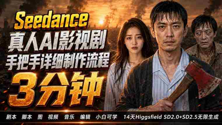 3分钟真人AI影视剧怎么做?SD 2.0手把手完整制作流程|Higgsfield 14天SD 2.0/2.5无限生成-湘创网