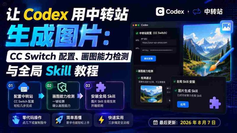 (19777期)让 Codex 用中转站生成图片:CC Switch 配置、画图能力检测与全局 Skill 教程-湘创网