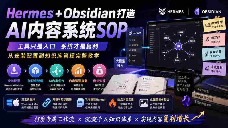 (19861期)Hermes+Obsidian打造AI内容系统SOP;工具只是入口系统才是复利,从安装配置到知识库管理完整教学-湘创网