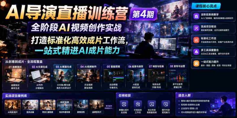 AI导演直播训练营第4期|全阶段AI视频创作实战,打造标准化高效成片工作流,一站式精进AI成片能力-湘创网