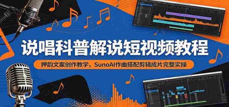 说唱科普解说短视频教程:押韵文案创作教学,SunoAI作曲搭配剪辑成片完整实操-湘创网