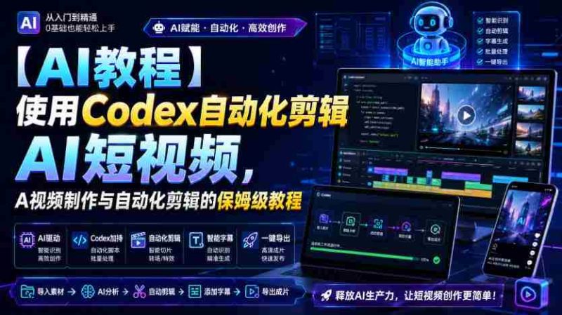 【AI教程】使用Codex自动化剪辑AI短视频,AI视频制作与自动化剪辑的保姆级教程-湘创网