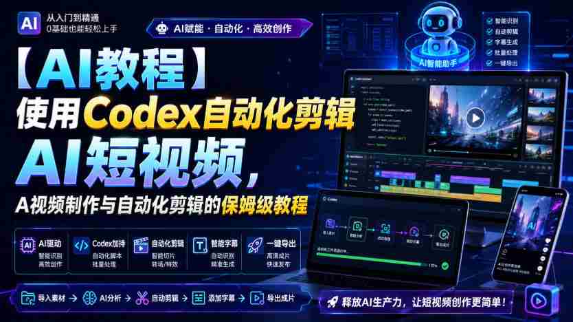 【AI教程】使用Codex自动化剪辑AI短视频，AI视频制作与自动化剪辑的保姆级教程-湘创网