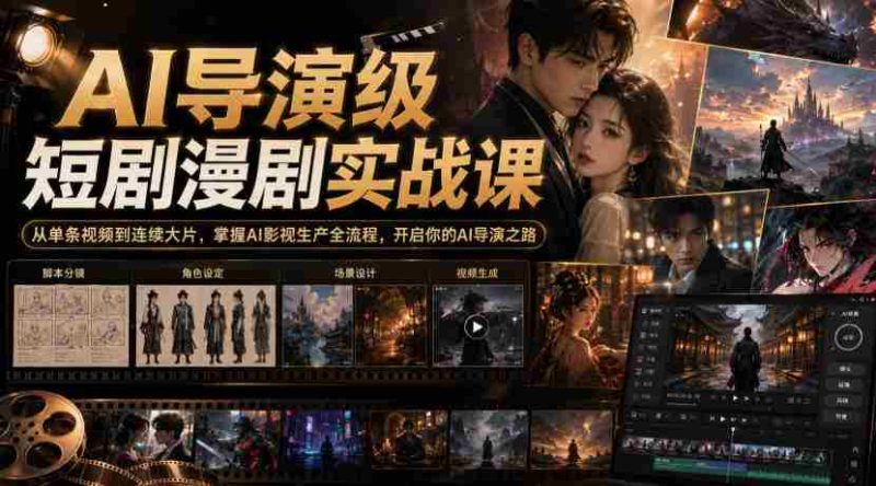 AI导演级短剧漫剧实战课，从单条视频到连续大片，掌握AI影视生产全流程，开启你的AI导演之路!-湘创网