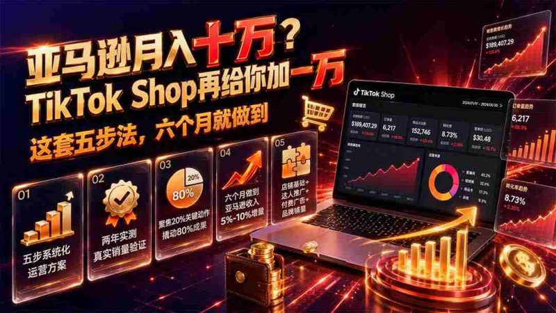 (19643期)亚马逊月入十万?TikTok Shop再给你加一万——这套五步法,六个月就做到【原创双语字幕】-湘创网