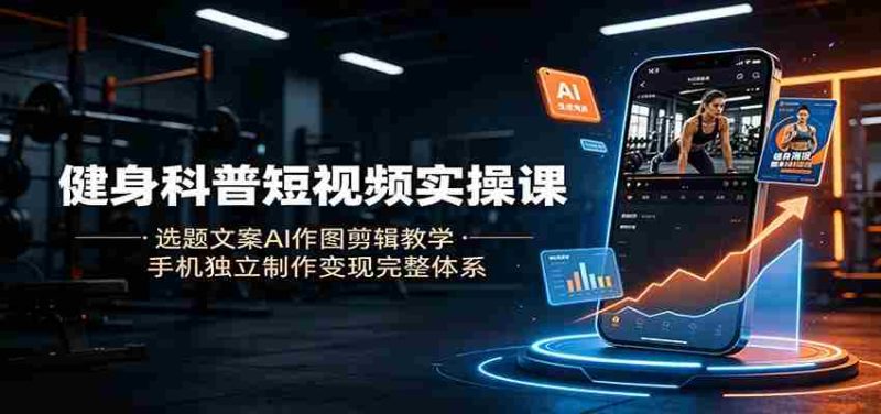 健身科普短视频实操课:选题文案AI作图剪辑教学,手机独立制作变现完整体系-湘创网