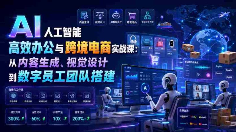 AI人工智能高效办公与跨境电商实战课:从内容生成、视觉设计到数字员工团队搭建-湘创网