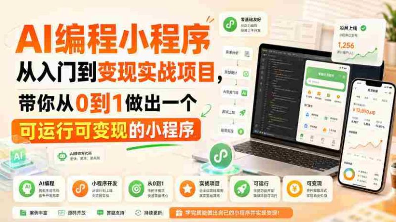 AI编程小程序从入门到变现实战项目，带你从0到1做出一个可运行可变现的小程序-湘创网