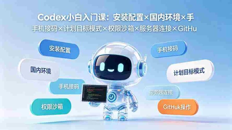 (19402期)Codex小白入门课:安装配置×国内环境×手机接码×计划目标模式×权限沙箱×服务器连接×GitHub操作-湘创网