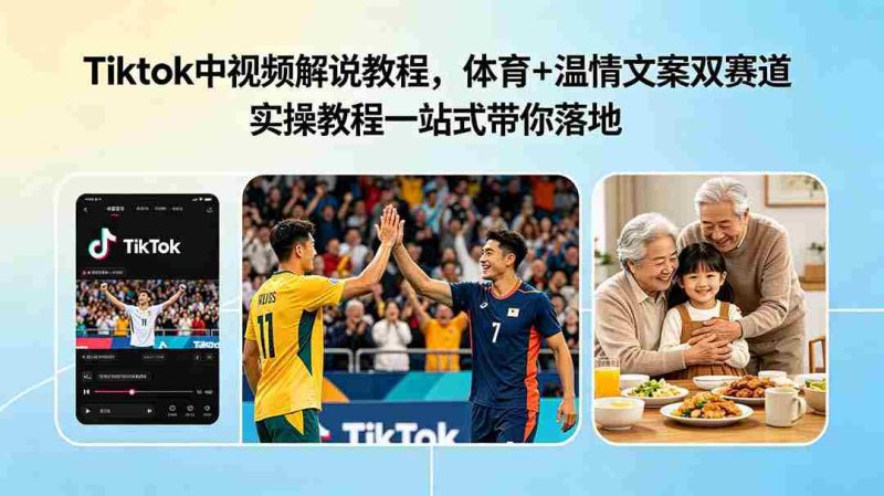 (18910期)Tiktok中视频解说教程,体育+温情文案双赛道实操教程一站式带你落地-湘创网