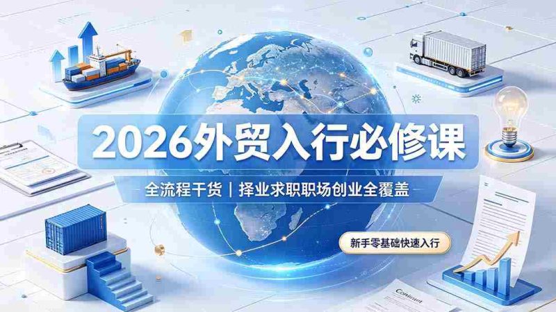 (19167期)2026外贸入行必修课|全流程干货,择业求职职场创业全覆盖,新手零基础快速入行-湘创网