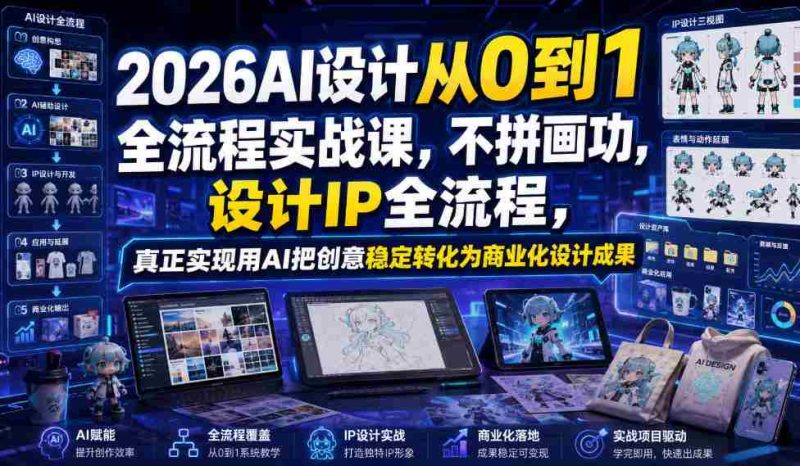 2026AI设计从0到1全流程实战课,不拼画功,设计IP全流程,真正实现用AI把创意稳定转化为商业化设计成果-湘创网