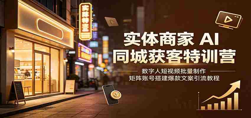 实体商家AI同城获客特训营：数字人短视频批量制作，矩阵账号搭建爆款文案引流教程-湘创网