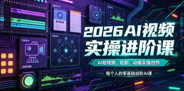 2026AI视频实操进阶课,AI短视频、短剧、动画实操创作,每个人的零基础进阶ai课
