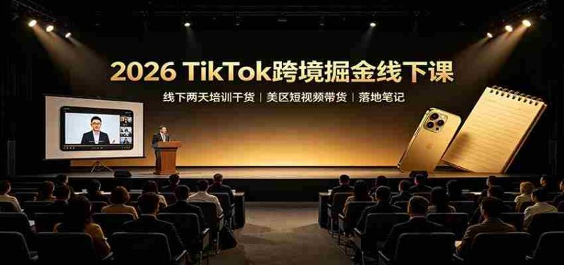 2026 TikTok跨境掘金线下课:线下两天培训干货,美区短视频带货落地笔记-湘创网