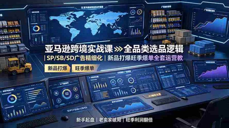 (19352期)亚马逊跨境实战课:全品类选品逻辑|SP/SB/SD广告精细化|新品打爆旺季爆单全套运营教程-湘创网