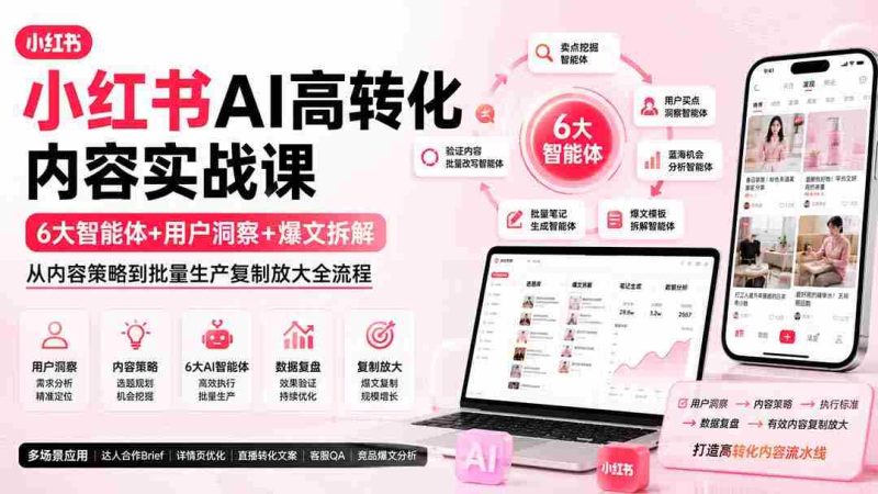 (19927期)小红书AI高转化内容实战课:6大智能体+用户洞察+爆文拆解,从内容策略到批量生产复制放大全流程-湘创网
