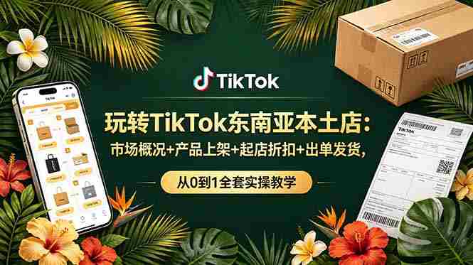 （19045期）玩转TikTok东南亚本土店：市场概况+产品上架+起店折扣+出单发货，从0到1全套实操教学-湘创网