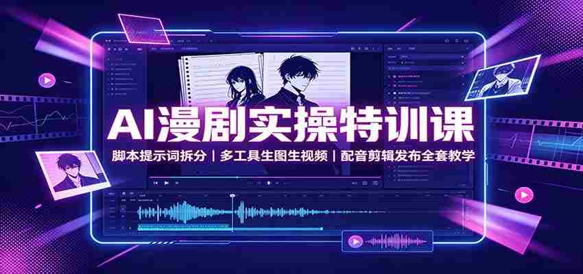 AI漫剧实操特训课：脚本提示词拆分，多工具生图生视频，配音剪辑发布全套教学-湘创网