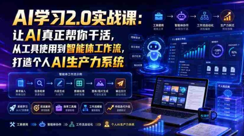 AI学习2.0实战课:让AI真正帮你干活,从工具使用到智能体工作流,打造个人AI生产力系统-湘创网