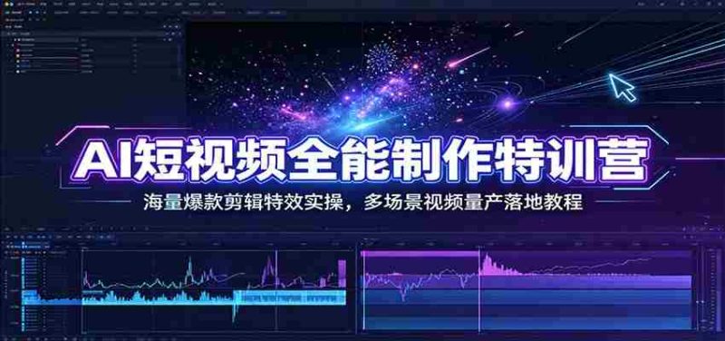 AI短视频全能制作特训营:海量爆款剪辑特效实操,多场景视频量产落地教程-湘创网