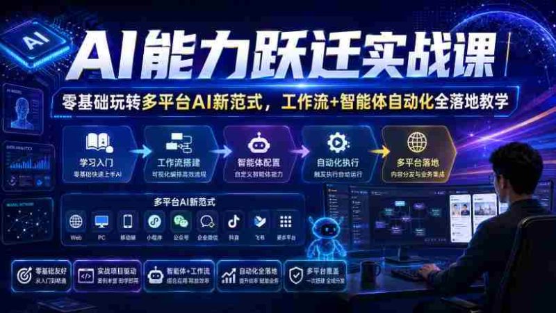 AI能力跃迁实战课|零基础玩转多平台AI新范式,工作流+智能体自动化全落地教学-湘创网