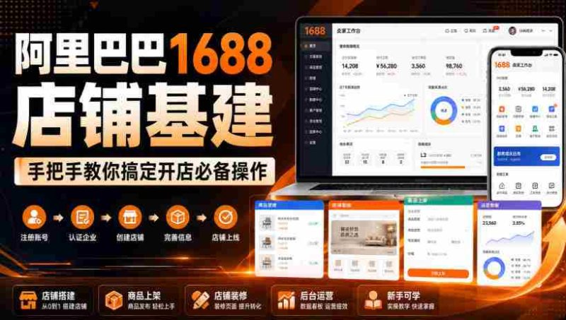 阿里巴巴1688店铺基建,手把手教你搞定开店必备操作(更新8月)-湘创网