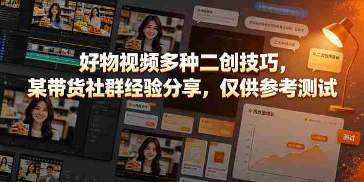 好物视频多种二创技巧,某带货社群经验分享,仅供参考测试-湘创网