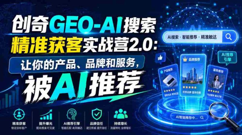 创奇GEO-AI搜索精准获客实战营2.0:让你的产品、品牌和服务,被AI推荐-湘创网