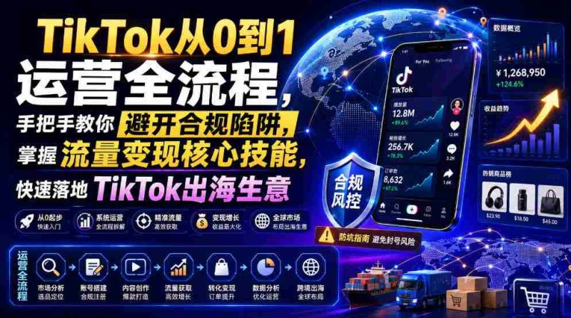 TikTok从0到1运营全流程,手把手教你避开合规陷阱,掌握流量变现核心技能,快速落地TikTok出海生意(更新7月)-湘创网