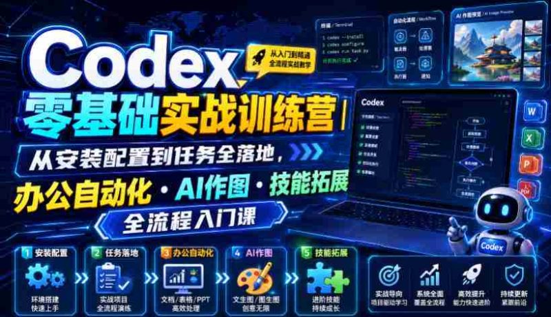 Codex零基础实战训练营|从安装配置到任务全落地,办公自动化・AI作图・技能拓展全流程入门课-湘创网