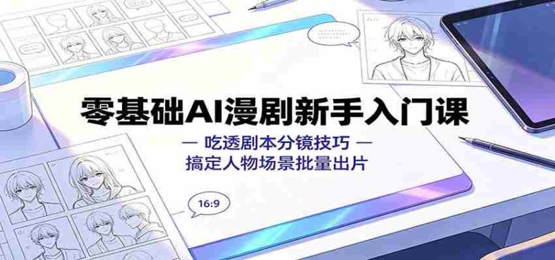 零基础AI漫剧新手入门课:吃透剧本分镜技巧,搞定人物场景批量出片-湘创网