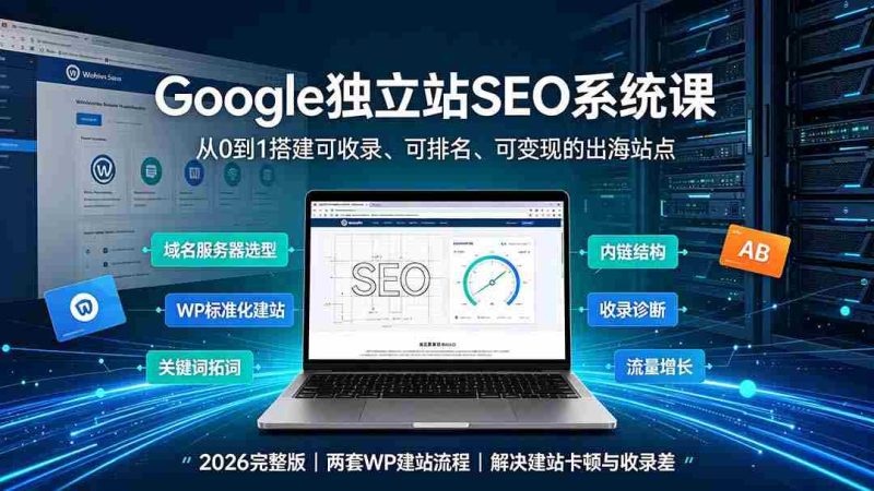 (19426期)Google独立站SEO-7月系统课:出海基建×WordPress建站×AI内容生产×站内外优化×Search Console×AdSense变现-湘创网