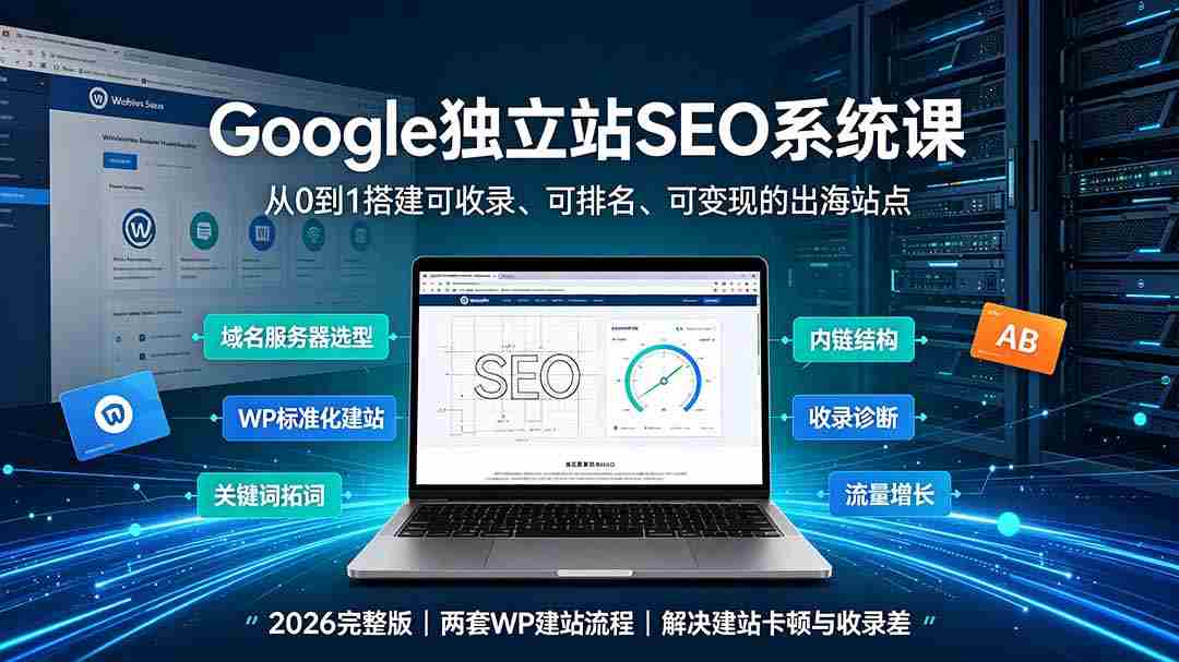 （19426期）Google独立站SEO-7月系统课：出海基建×WordPress建站×AI内容生产×站内外优化×Search Console×AdSense变现-湘创网