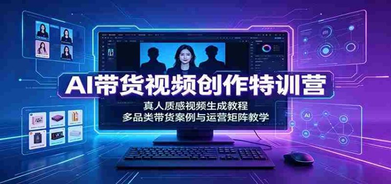 AI带货视频创作特训营:真人质感视频生成教程,多品类带货案例与运营矩阵教学-湘创网