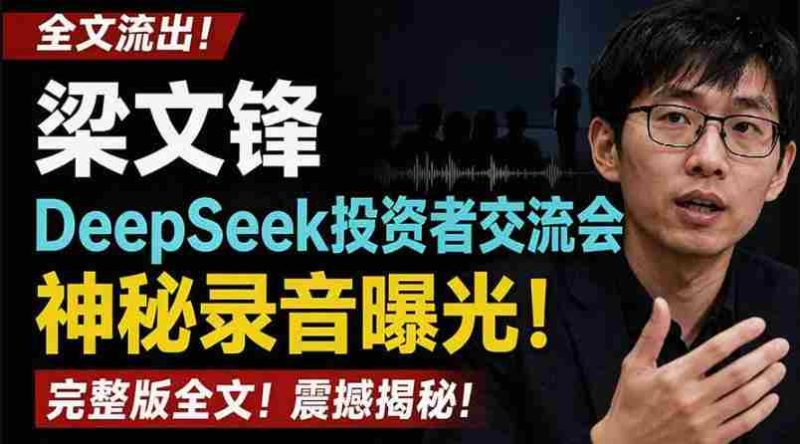全文流出梁文锋DeepSeek投资者交流会神秘录音曝光,感兴趣的抓紧看【PDF文档】-湘创网