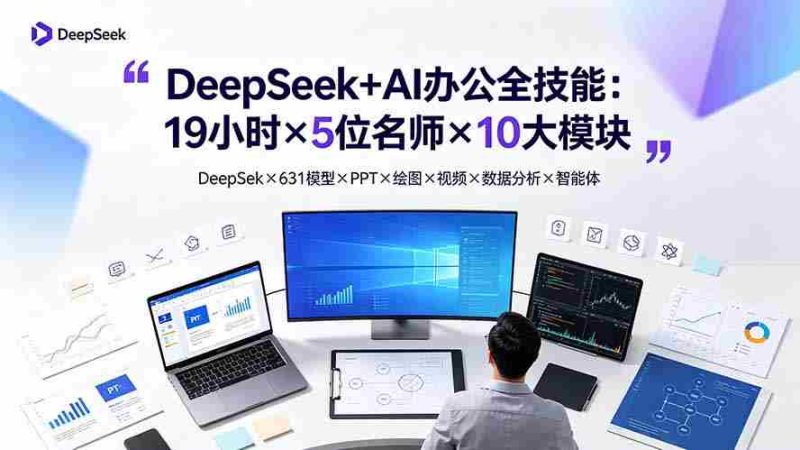 (19411期)DeepSeek+AI办公全技能:19小时×5位名师×10大模块,DeepSeek×631模型×PPT×绘图×视频×数据分析×智能体-湘创网