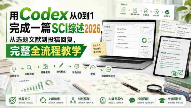 用Codex从0到1完成一篇SCI综述2026,从选题文献到投稿回复,完整全流程教学-湘创网