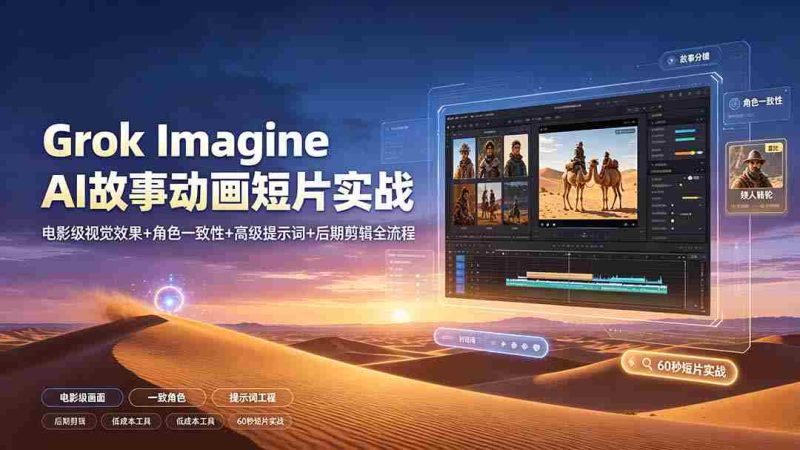 (19305期)Grok Imagine AI故事动画短片实战:电影级视觉效果+角色一致性+高级提示词+后期剪辑全流程-湘创网