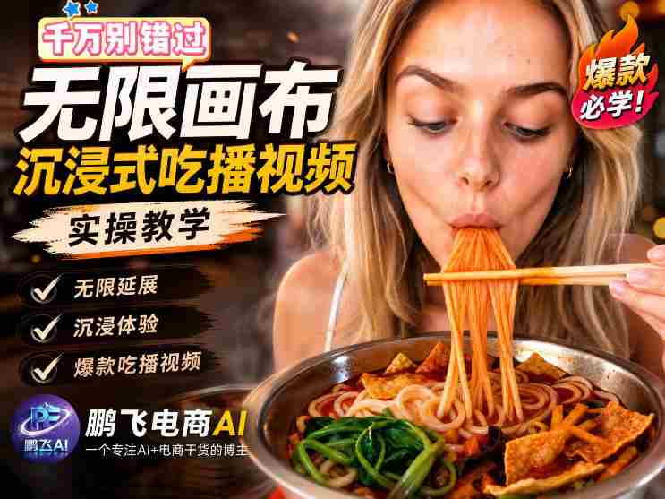保姆级教程|用AI无线画布做沉浸式吃播,3步直接出片,无线画布工作流,操作简单好上手-湘创网