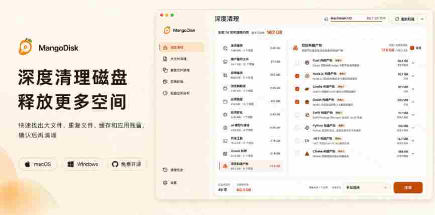 在Gtihub上做出10万stars的大神，又发布新项目了！一键让磁盘更干净，开源免费清理工具MangoDisk
