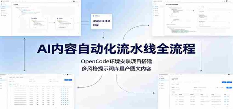 AI内容自动化流水线全流程:OpenCode环境安装项目搭建,多风格提示词库量产图文内容-湘创网