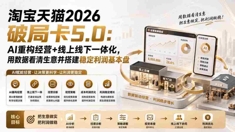 (19748期)淘宝天猫2026破局卡5.0:AI重构经营+线上线下一体化,用数据看清生意并搭建稳定利润基本盘-湘创网