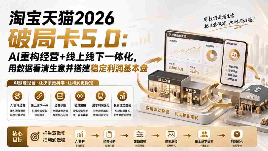 （19748期）淘宝天猫2026破局卡5.0：AI重构经营+线上线下一体化，用数据看清生意并搭建稳定利润基本盘-湘创网