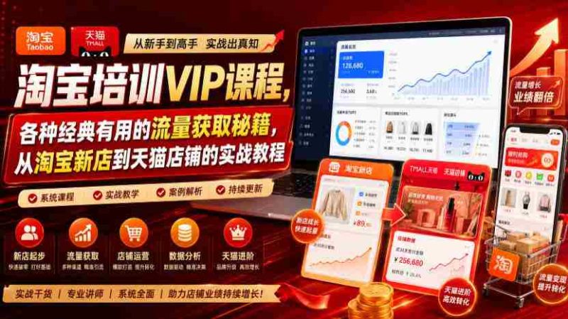 淘宝培训VIP课程,各种经典有用的流量获取秘籍,从淘宝新店到天猫店铺的实战教程(更新7月)-湘创网