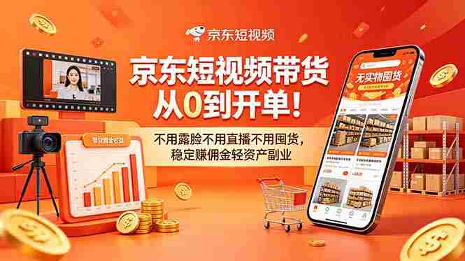 (18895期)京东短视频带货从0到开单!不用露脸不用直播不用囤货,稳定赚佣金轻资产副业-湘创网
