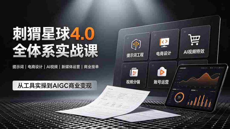 (19224期)刺猬星球4.0全体系实战课,覆盖提示词工程、电商设计、AI视频特效与新媒体运营,一站式掌握AIGC商业核心技能-湘创网