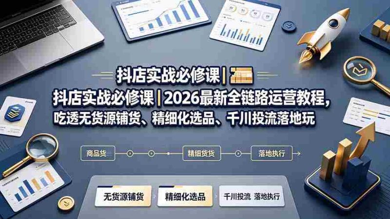(19549期)抖店实战必修课|2026最新全链路运营教程,吃透无货源铺货、精细化选品、千川投流落地玩法-湘创网