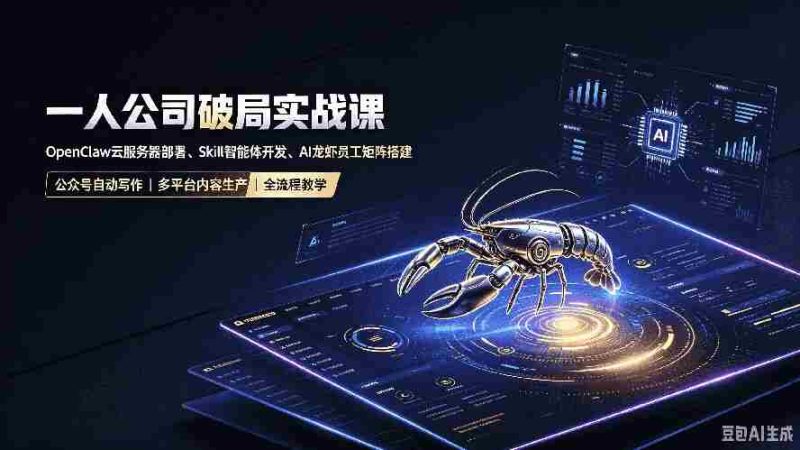 (19995期)一人公司破局实战课|OpenClaw云服务器部署、Skill智能体开发、AI龙虾员工矩阵搭建,公众号自动写作与多平台内容…-湘创网